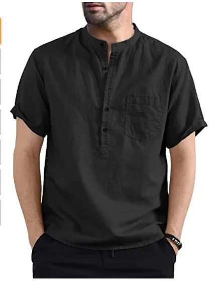 https://ae01.alicdn.com/kf/S82ff8dc7300749a2a607a5f46e350185E/2024-Men-s-Summer-Short-Sleeve-Casual-Shirts-Solid-Cotton-Linen-Button-Neck-Blouse-Top-Male.jpg_640x640.jpg