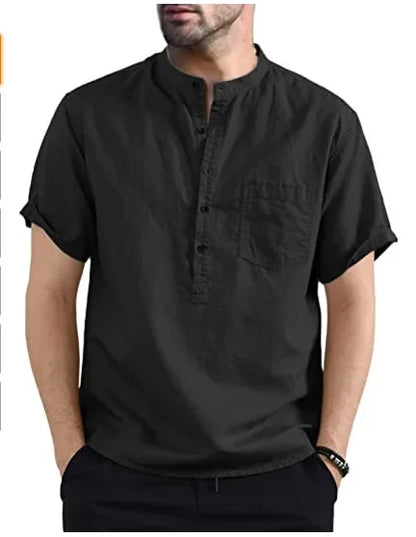 https://ae01.alicdn.com/kf/S82ff8dc7300749a2a607a5f46e350185E/2024-Men-s-Summer-Short-Sleeve-Casual-Shirts-Solid-Cotton-Linen-Button-Neck-Blouse-Top-Male.jpg_640x640.jpg