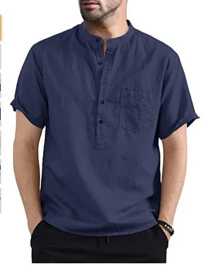https://ae01.alicdn.com/kf/Sfa42d55a9ae34c07a919ff3c3d9af7f47/2024-Men-s-Summer-Short-Sleeve-Casual-Shirts-Solid-Cotton-Linen-Button-Neck-Blouse-Top-Male.jpg_640x640.jpg