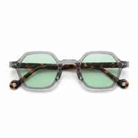 Transparent Gray with Green Lenses