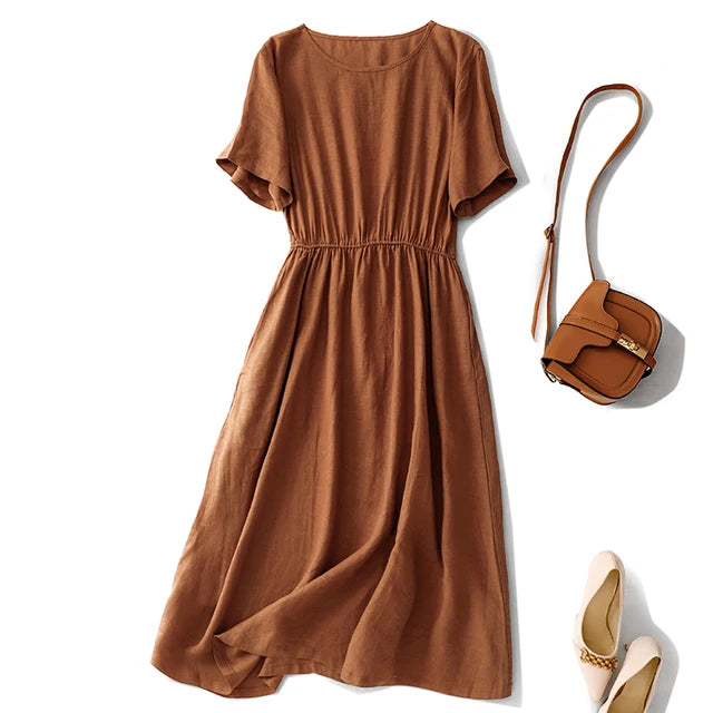https://ae01.alicdn.com/kf/S23252aed48934f29a2339bc5577aa1294/Solid-Color-Cotton-Linen-Short-sleeved-Round-Neck-dress-Waist-Women-s-Summer-New-Korean-style.jpg_640x640.jpg
